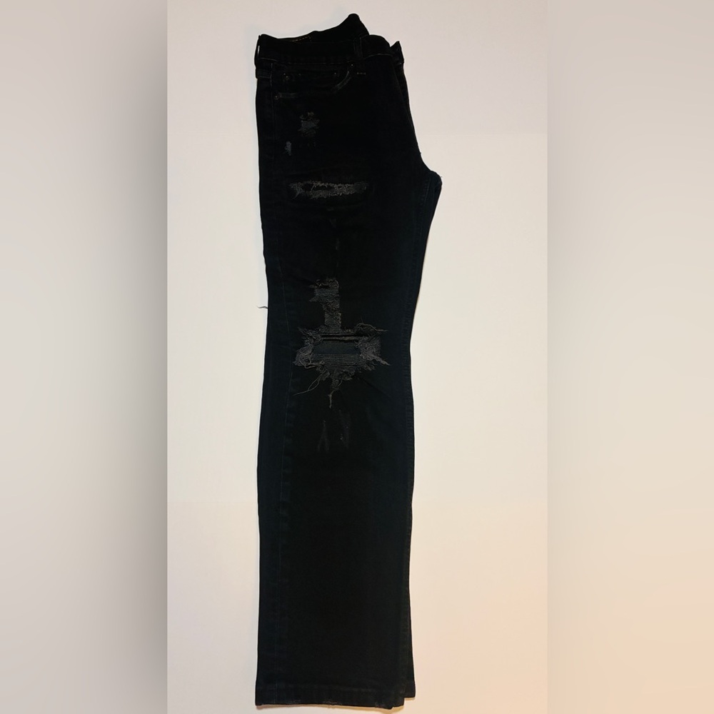 Levi's Black Straight-Leg Jeans with Distressed Detail